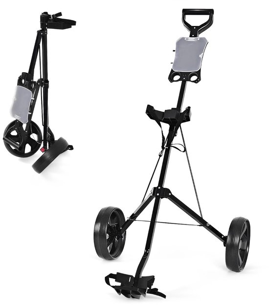 SureDeal® - Golf - Opvouwbare Trolley Staal - Scorekaart Houder Wiel - 140x63,5x113 cm - Blauw van suredeal — afbeelding 3