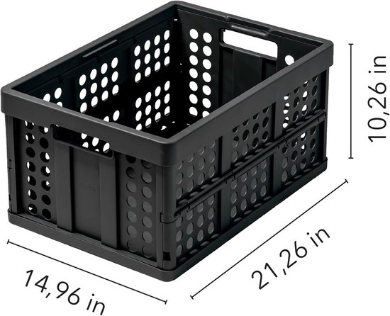 Vouwdoos Mand - Opbergkrat Inklapbaar - Ruimte Besparen - Origineel Duits Fabricaat - 46 Liter Capaciteit - Zwart — afbeelding 5