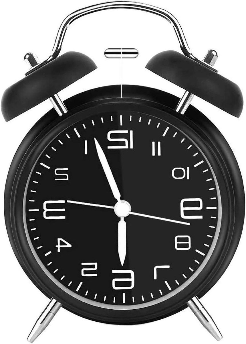 Dubbele Klok Wekker - Analoge Klok - Rustig Wakker Worden - Geen Tikkend Geluid - 10 cm Wijzerplaat - Zwart
