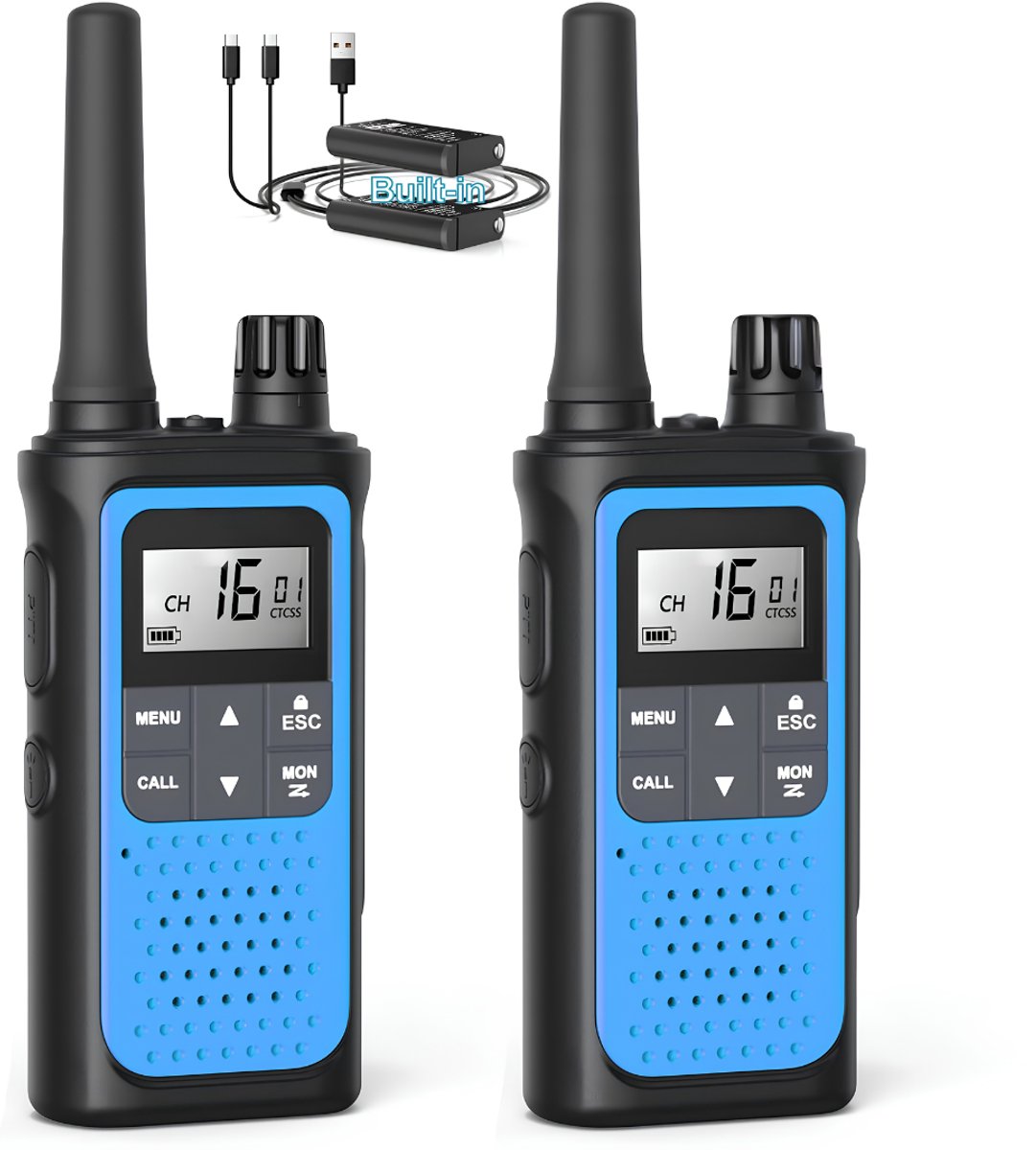 Lìon® Walkietalkie - Portofoon - Walkietalkie voor kinderen - Blauw - 17cm x 8cm x 6cm