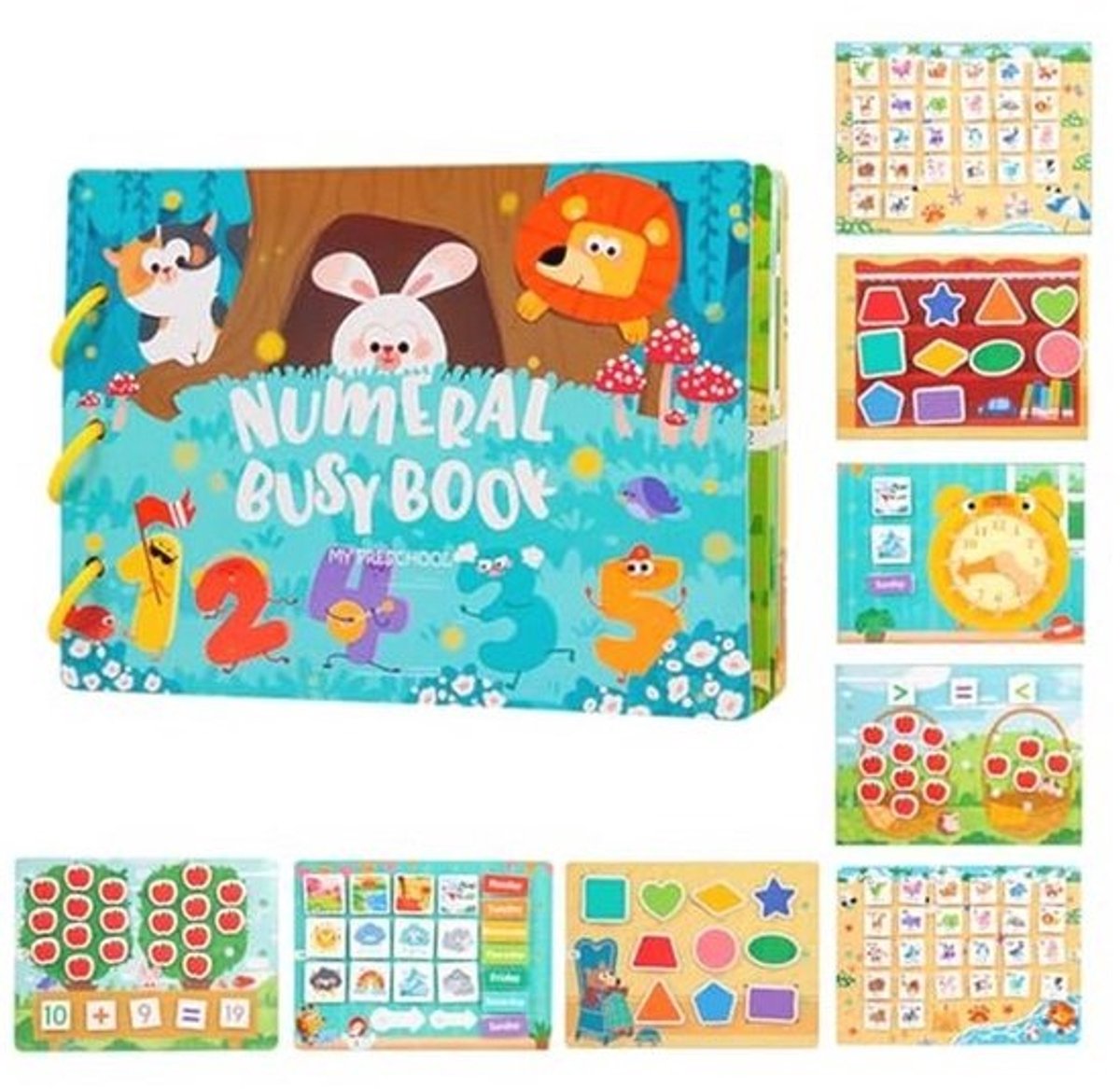 Montessori Speelgoed voor Kinderen van 3 tot 6 Jaar - Interactief Busy Book met Cijfers, Vormen en Dieren