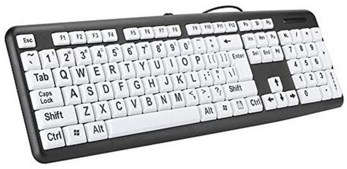 Grootletter toetsenbord voor ouderen - USB bedraad toetsenbord met 104 toetsen