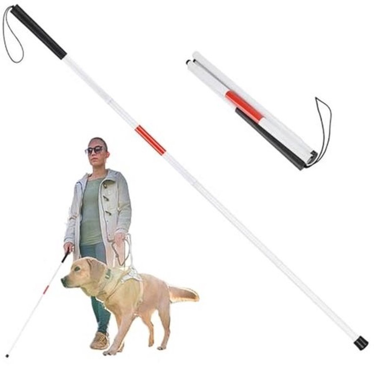 Opvouwbare Wandelstok voor Blinden - Reflecterende Blinde Stok met Ergonomische Grip en Draagbare Ontwerp