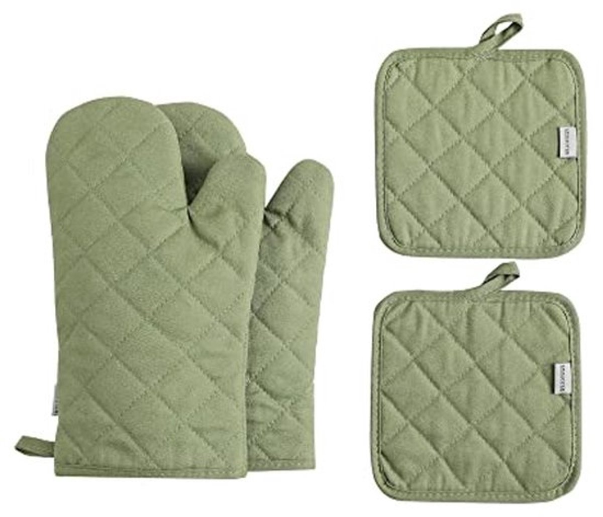 Hittebestendige Ovenwanten en Pannenlappen Set van 4 - Katoenen Keukenaccessoires tot 500 Graden