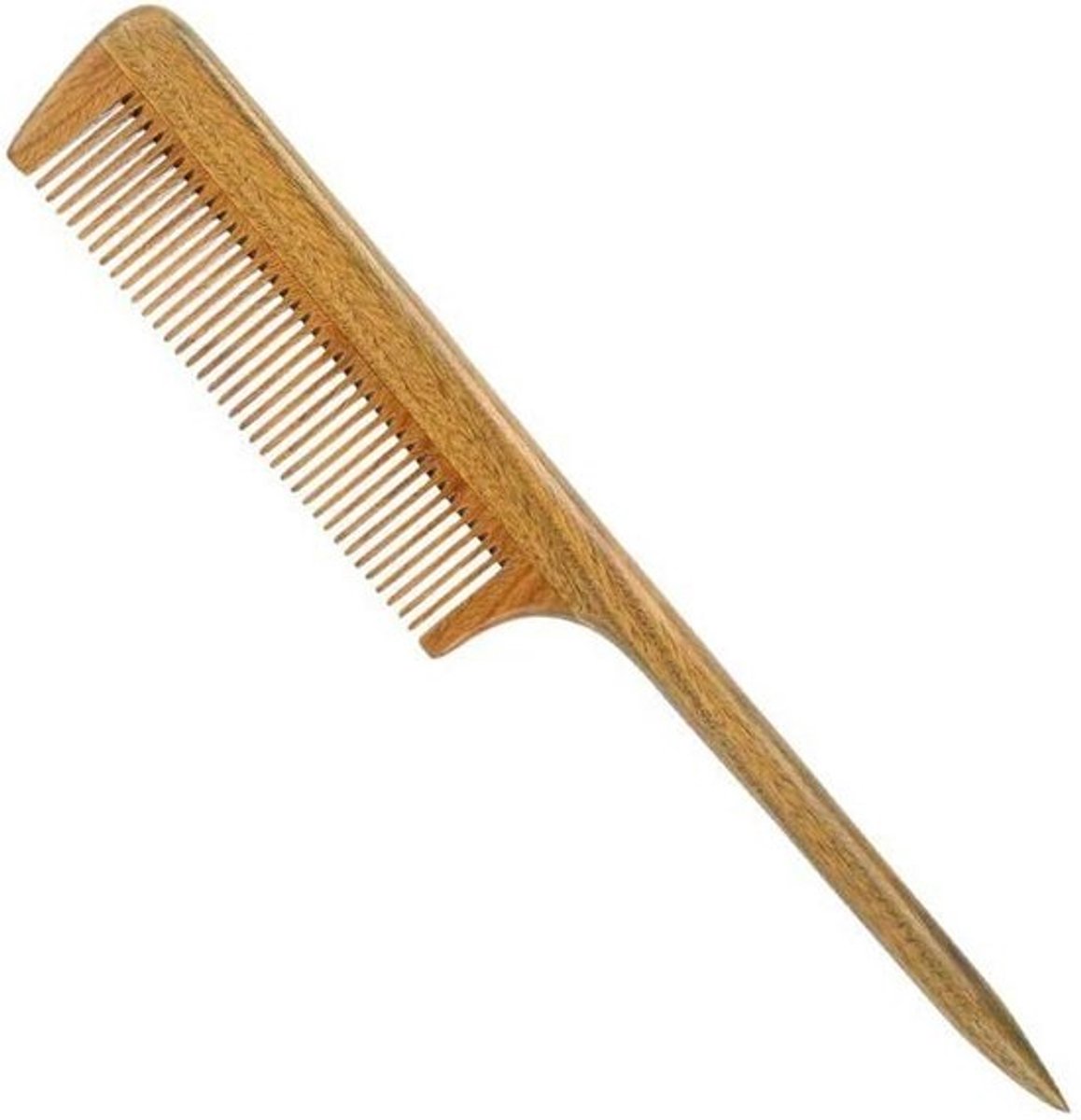 Houten Staart Kam - Fijne Tand Kam - Haar Ontklitten - 100% Natuurlijk Sandelhout - 23.7 x 5.3 cm - Groen