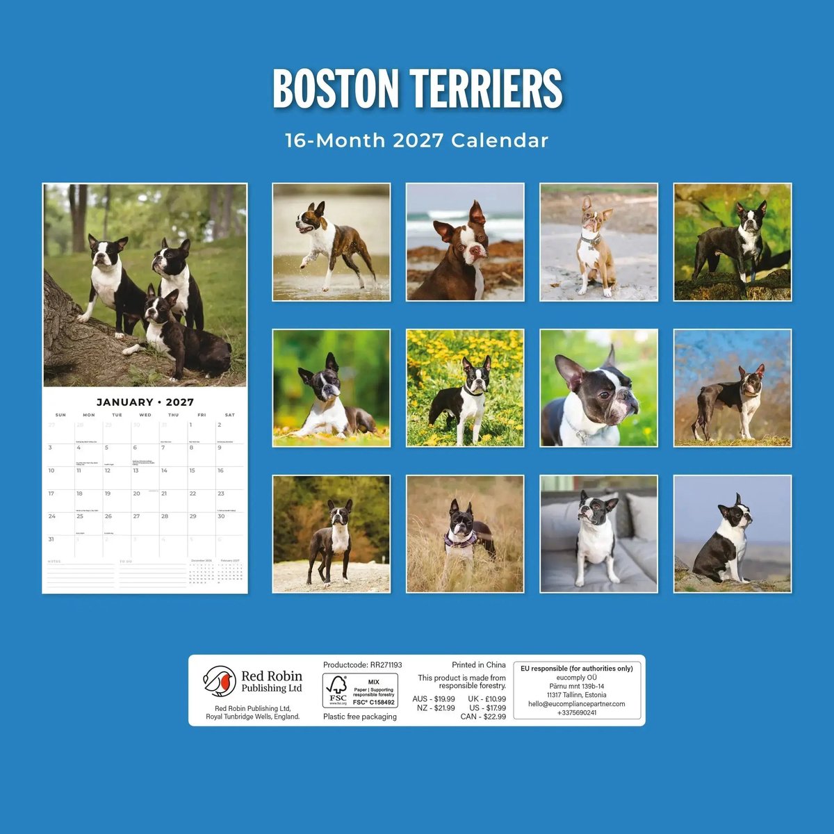 Boston Terrier Kalender 2027