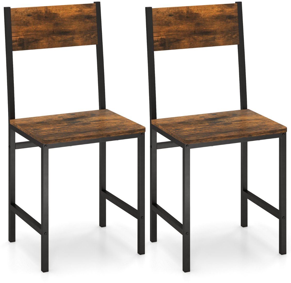SureDeal® - Eettafel - Eetkamerstoelen Metalen Poten - 44x40x87 cm - Rustiek Bruin