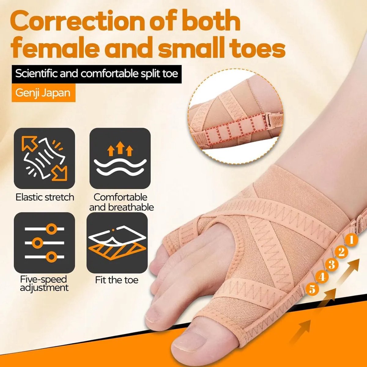 Hallux valgus sokken, hallux valgus verbanden, teenspreiders Geschikt voor de grote en kleine teen, wrijvingsverminderende teenspreiders, unisex, maat L