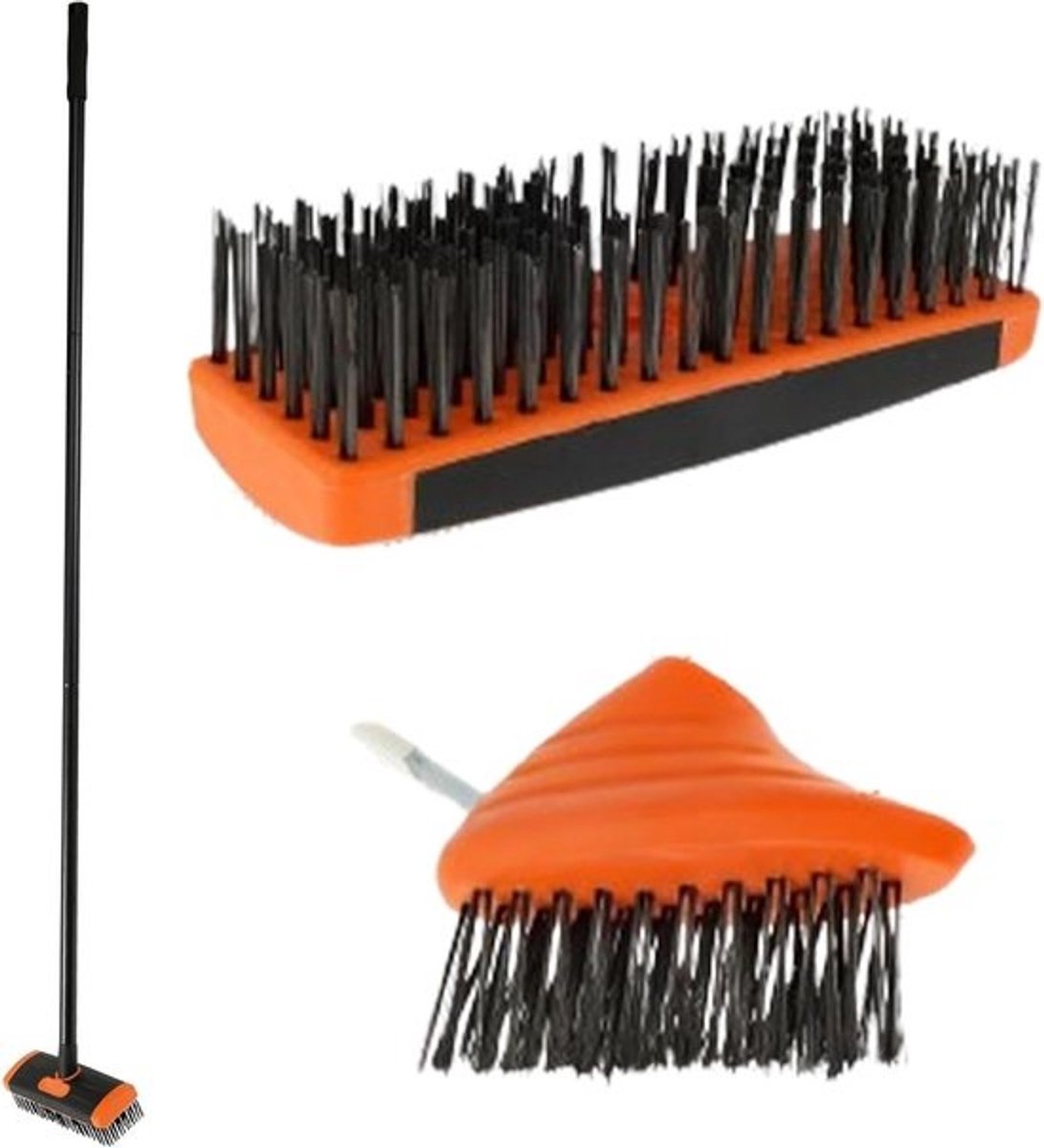 Onkruidverwijderaar Tuin - Mosverwijderaar Voegen - Terras Schoonmaken - Verstelbare Borstels - 140 cm - Grijs