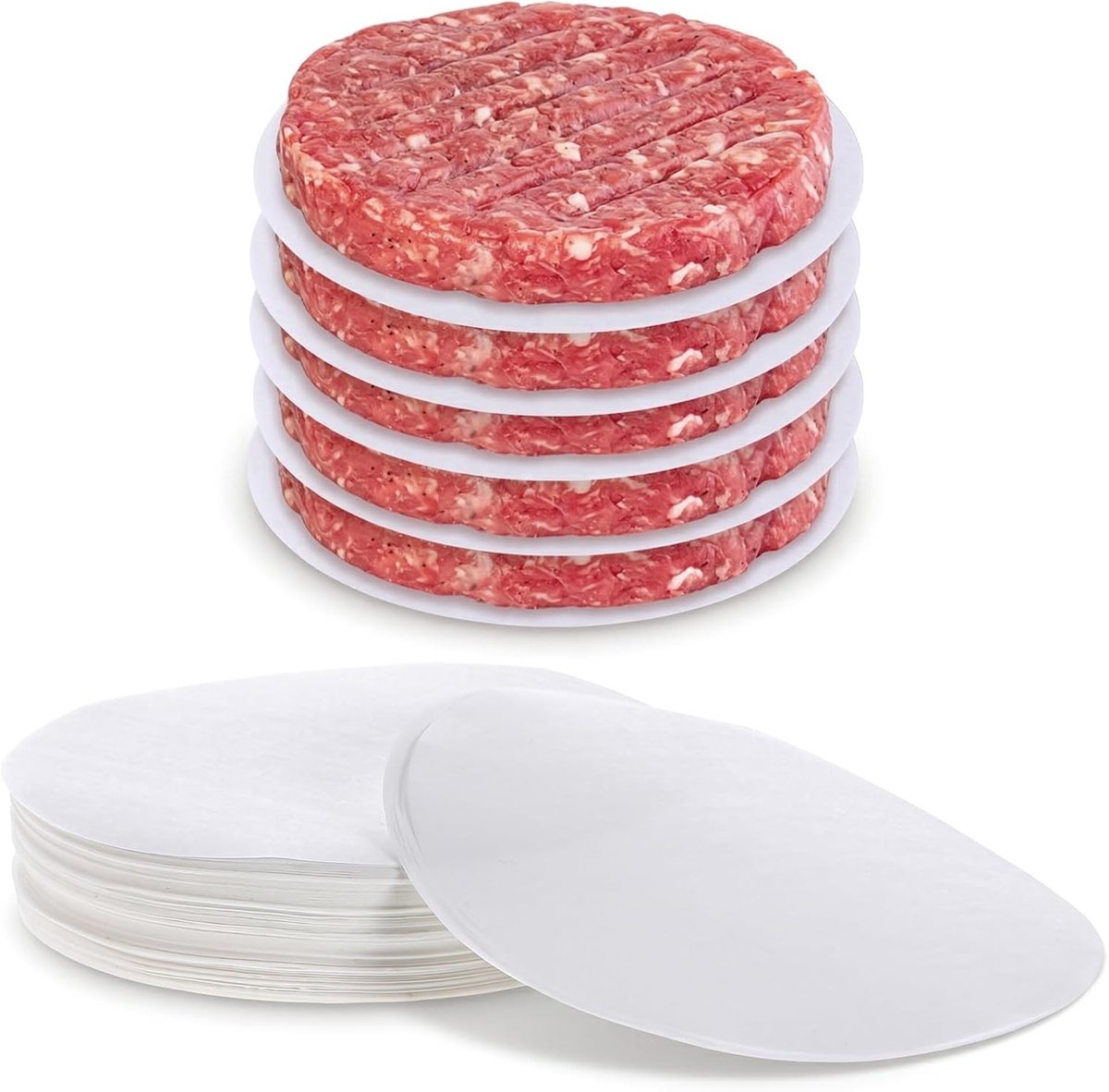 200 vellen rond perkamentpapier 10,9 cm - ideaal voor bakken, hamburgers, invriezen en taartscheiding
