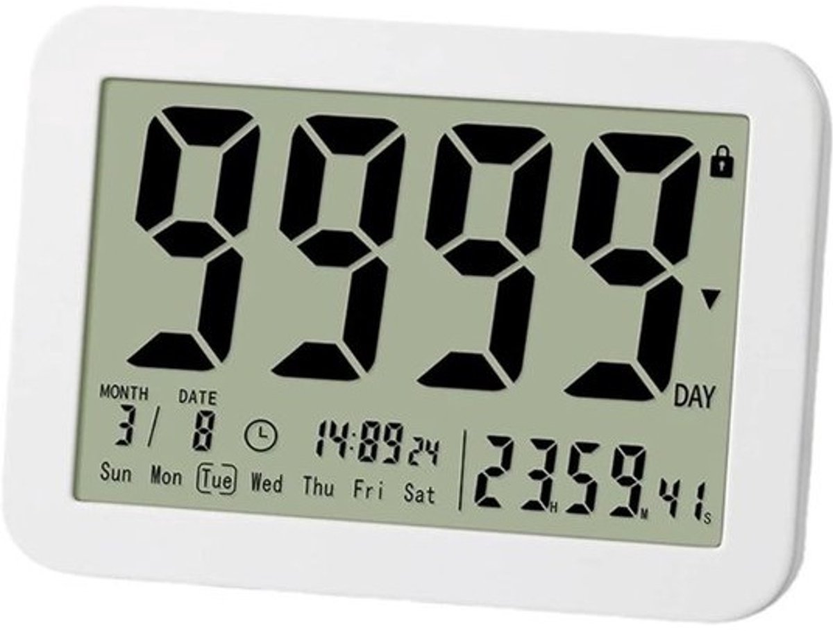 Dagen Timer - Afteltimer Doel Timer - Doelen Stellen - Hoge Resolutie Scherm - 100x70x16mm - Wit