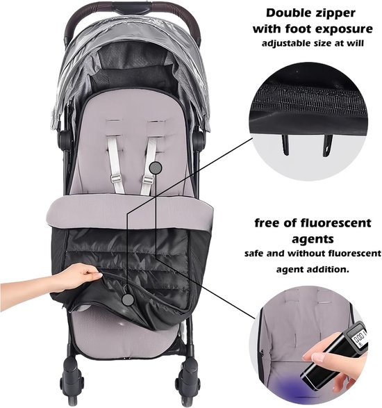 Voetenzak Kinderwagen - Buggy Voetenzak - Baby Warm Houden - Wind Waterafstotend - 44x25x12 cm - Grijs — afbeelding 5