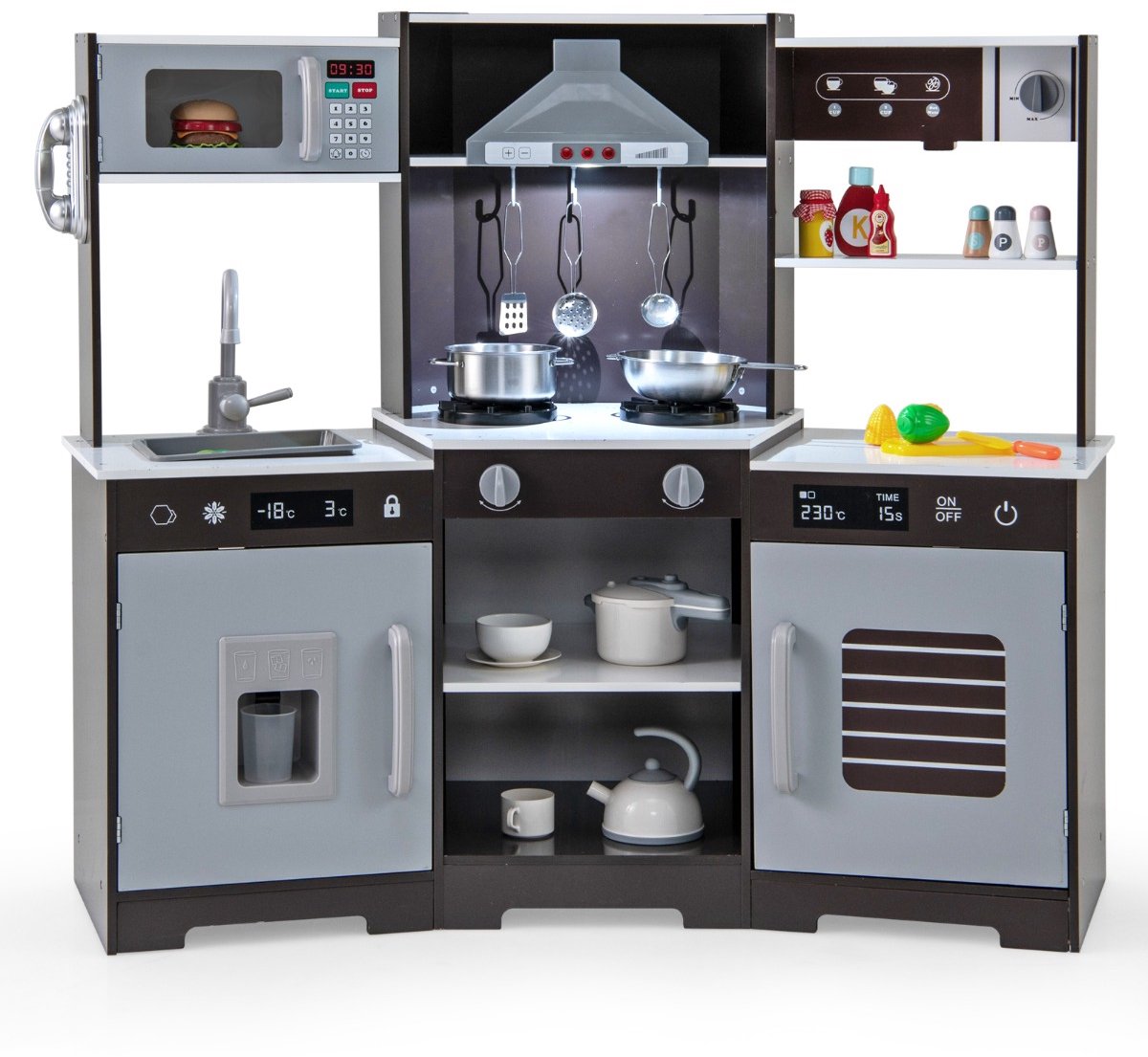 SureDeal® - Rollenspell - Kinder Speelkeuken - Realistische Geluiden - Lichten Houten Speelgoedset - Bruin