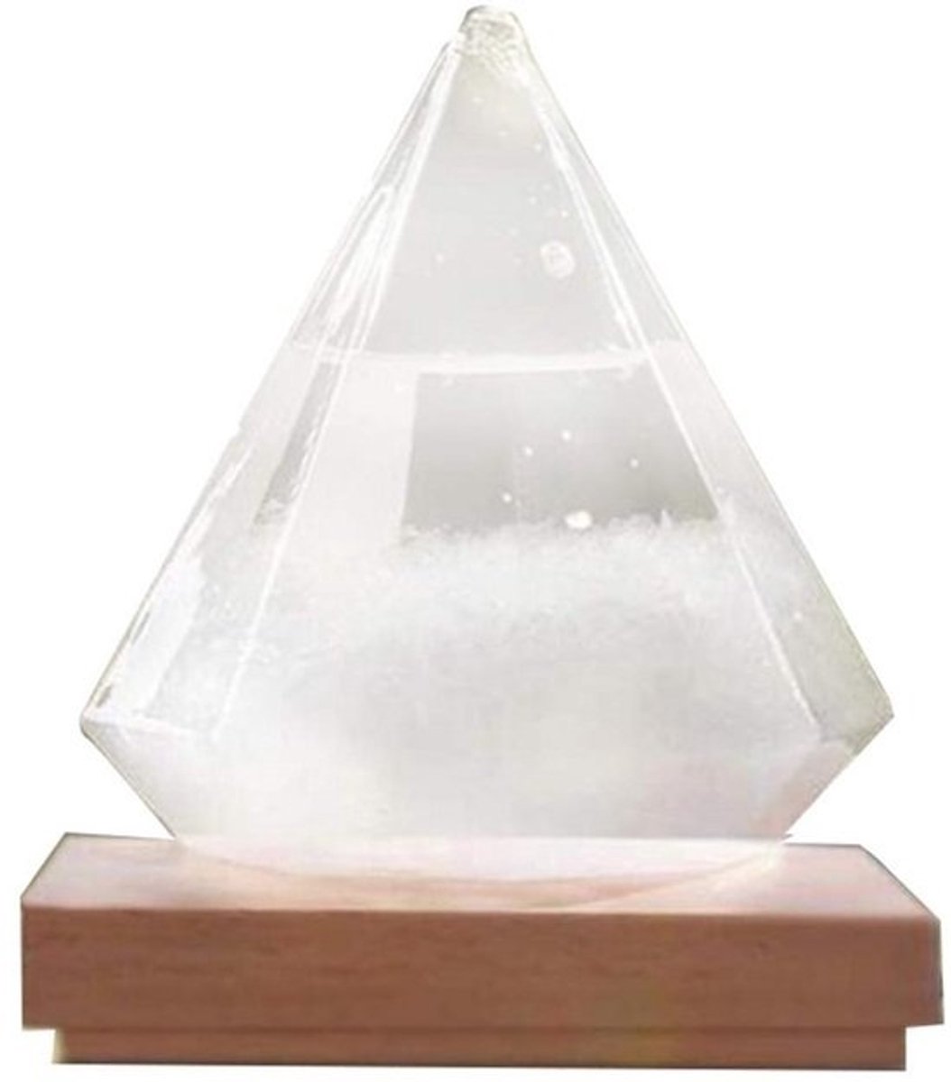 Stormglas Weerstation - Diamantvormige Barometer met Houten Basis