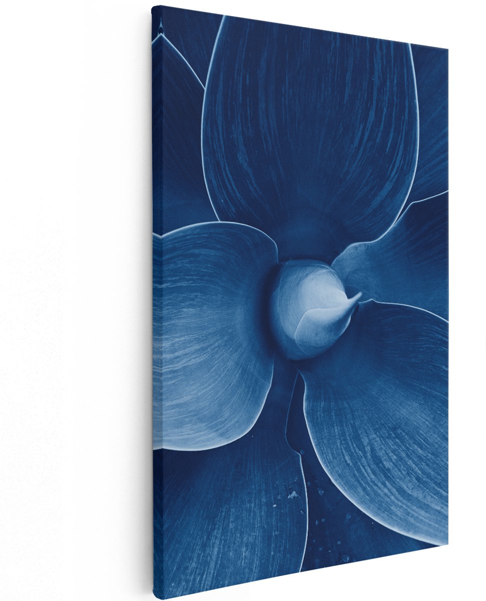 Artaza Canvas Schilderij Blauwe Agave Plant - Bloem - 120x180 cm - Groot - Wanddecoratie Woonkamer - Schilderijen - Muurdecoratie