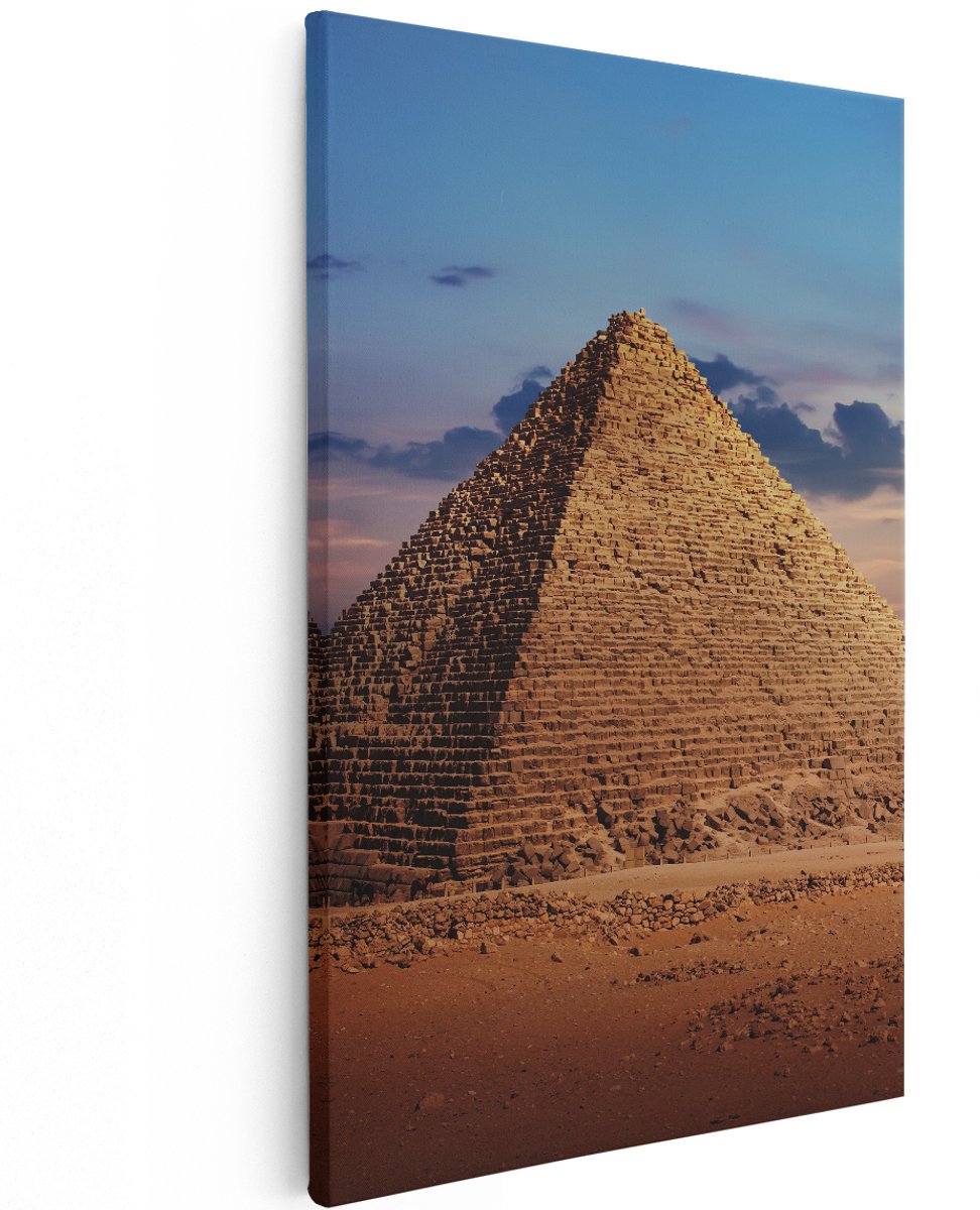 Artaza Canvas Schilderij Egyptische Piramides in de Woestijn - 120x180 cm - Groot - Wanddecoratie Woonkamer - Schilderijen - Muurdecoratie