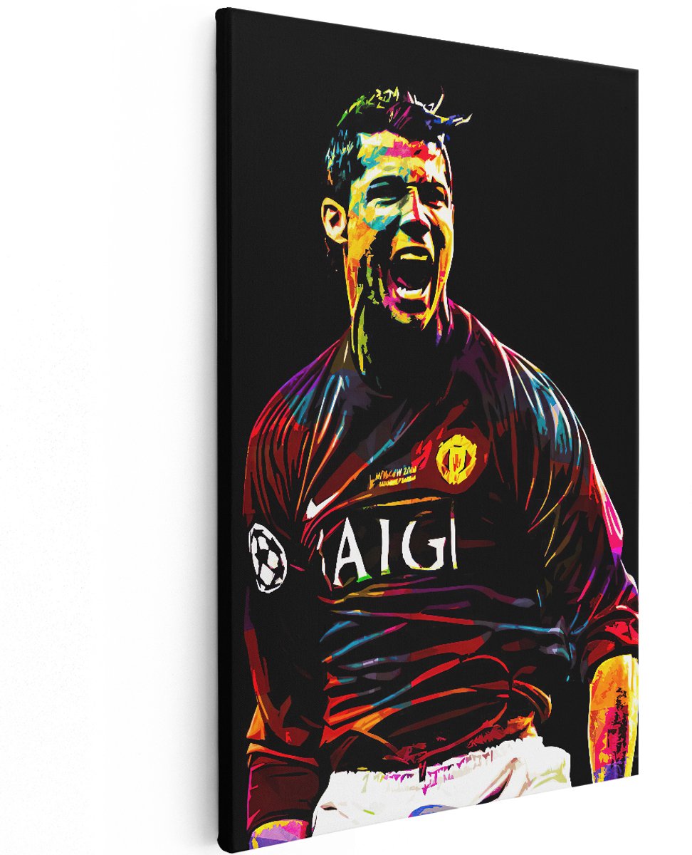 Artaza Canvas Schilderij Voetbalspeler Cristiano Ronaldo bij Manchester United - 120x180 cm - Groot - Muurdecoratie - Canvas Print