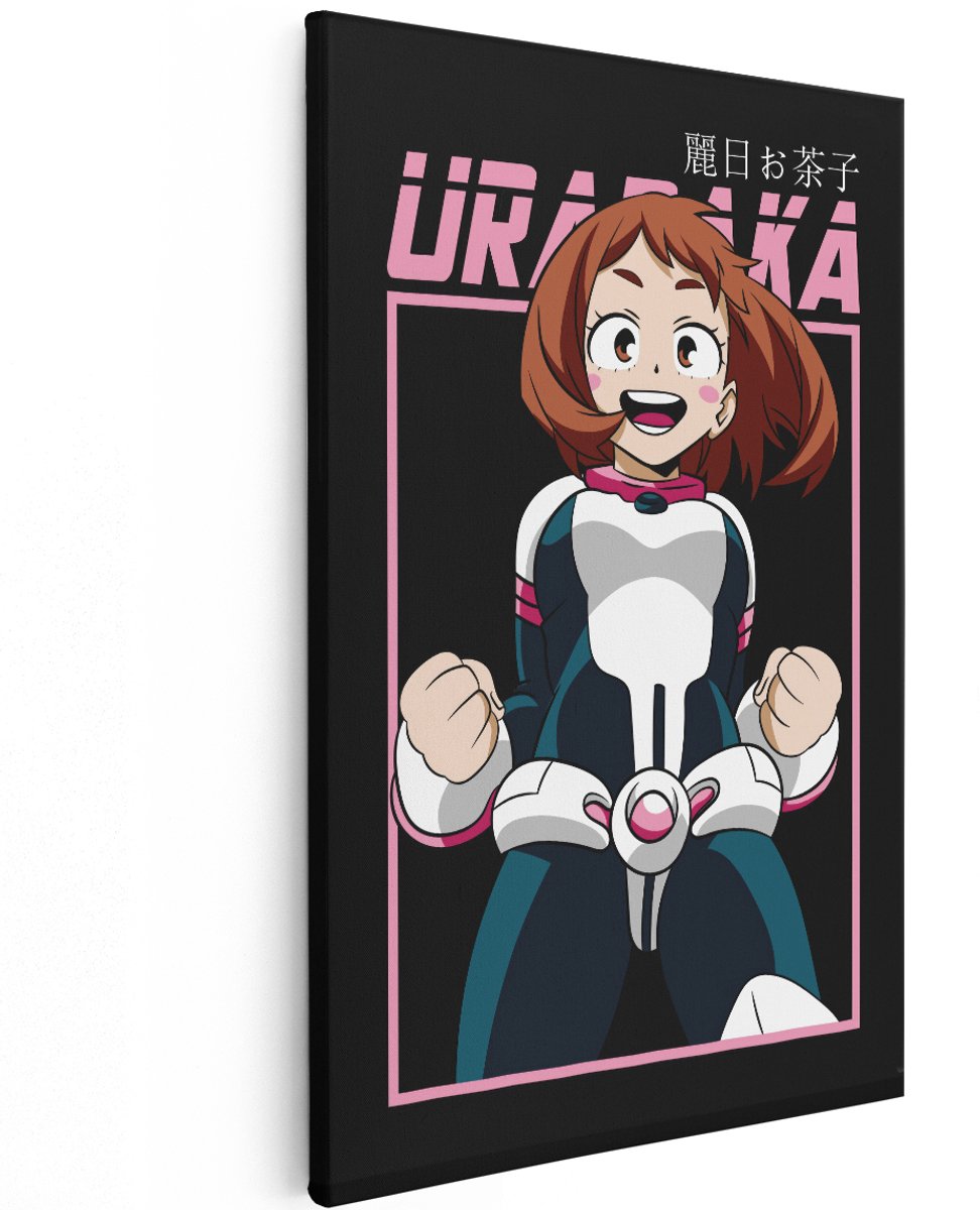 Artaza Canvas Schilderij Anime Uraraka - 120x180 cm - Groot - Wanddecoratie My Hero Academia - Muurdecoratie Kinderkamer - Decoratie Slaapkamer Roze