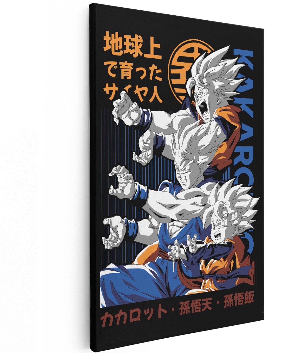 Artaza Canvas Schilderij Dragon Ball Z - 120x180 cm - Groot - Wanddecoratie Goku Anime - Muurdecoratie Jongens Slaapkamer - Schilderijen Op Canvas