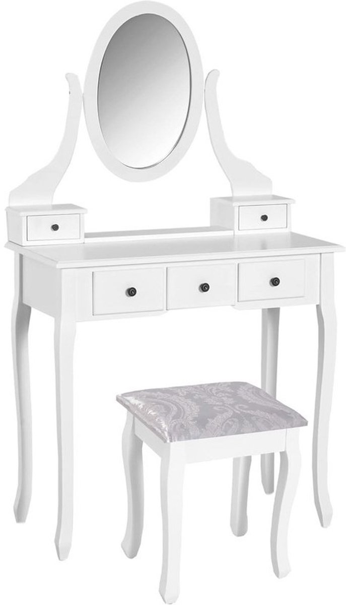 Verfraai je kamer met een stijlvolle make-uptafel met spiegel en kruk
