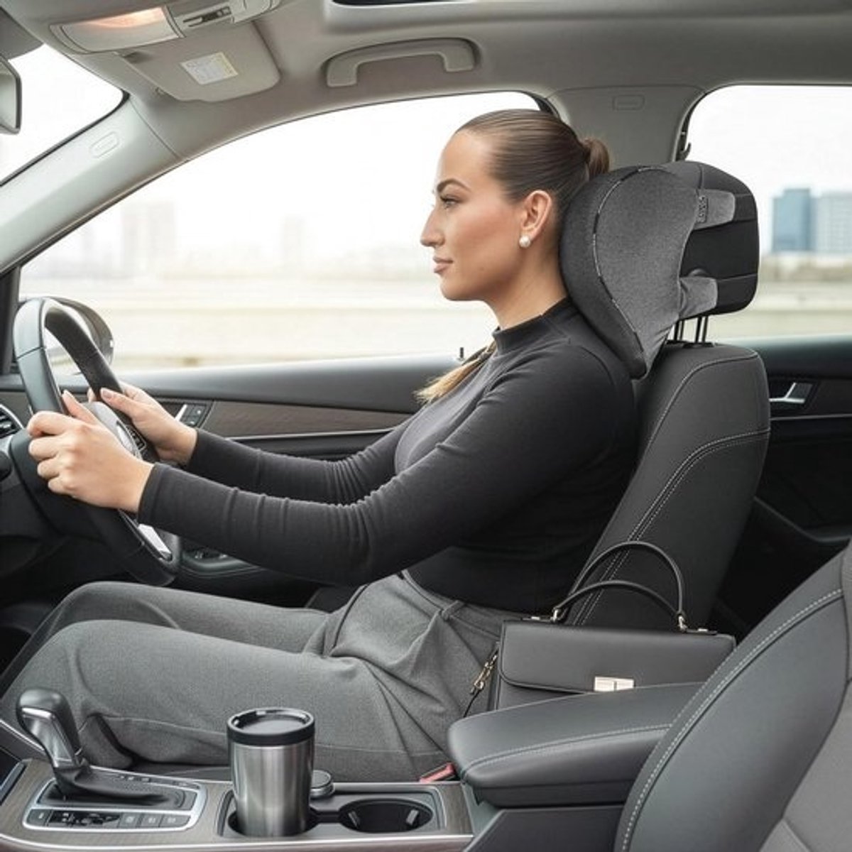 Ergonomisch Autokopsteunkussen met Traagschuim - Verstelbare Hoofdsteun voor Auto