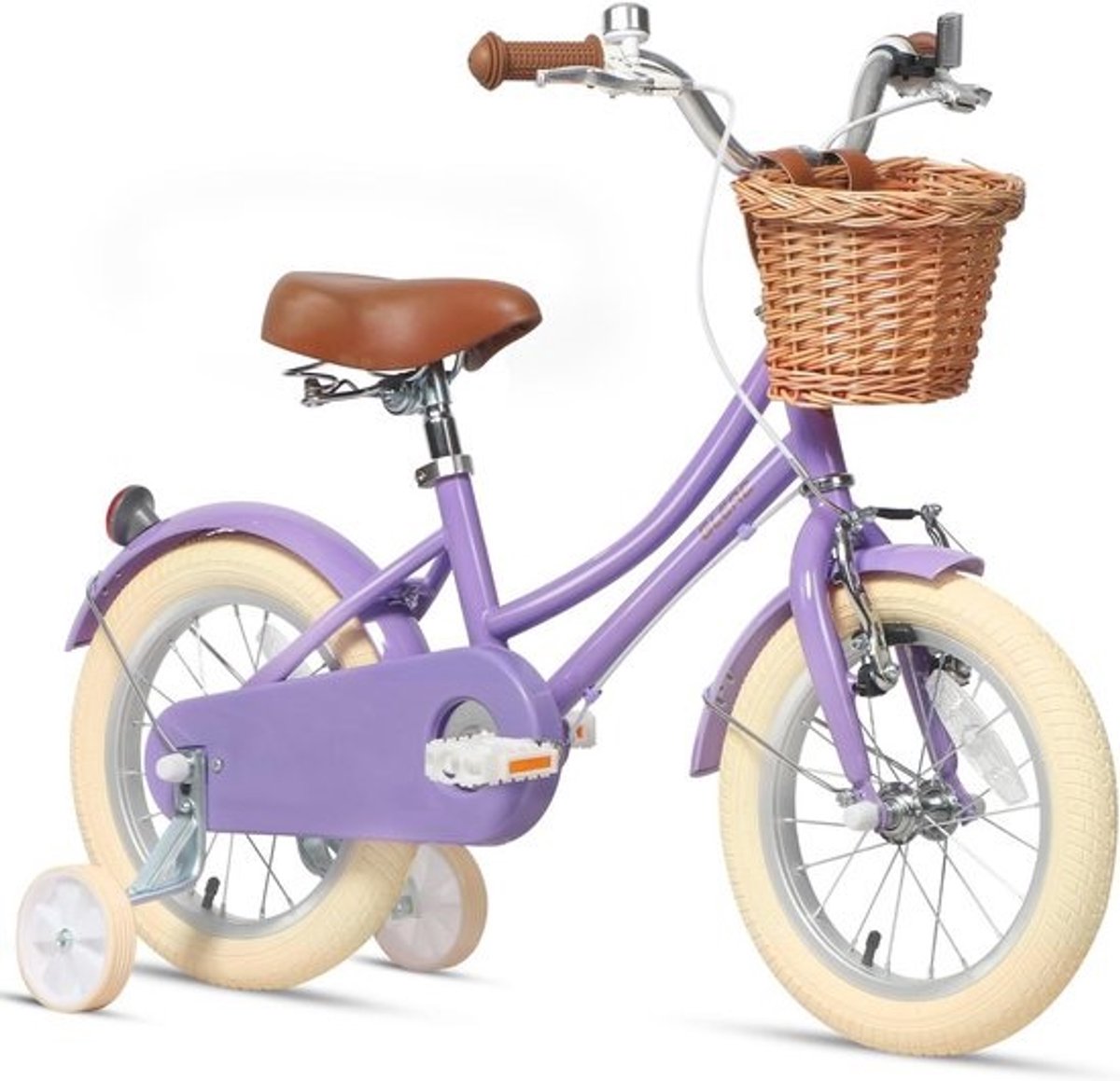 Meisjesfiets met Mand voor Kinderen van 3-10 Jaar - 12 tot 20 Inch - Met Bel en Stabilisatoren