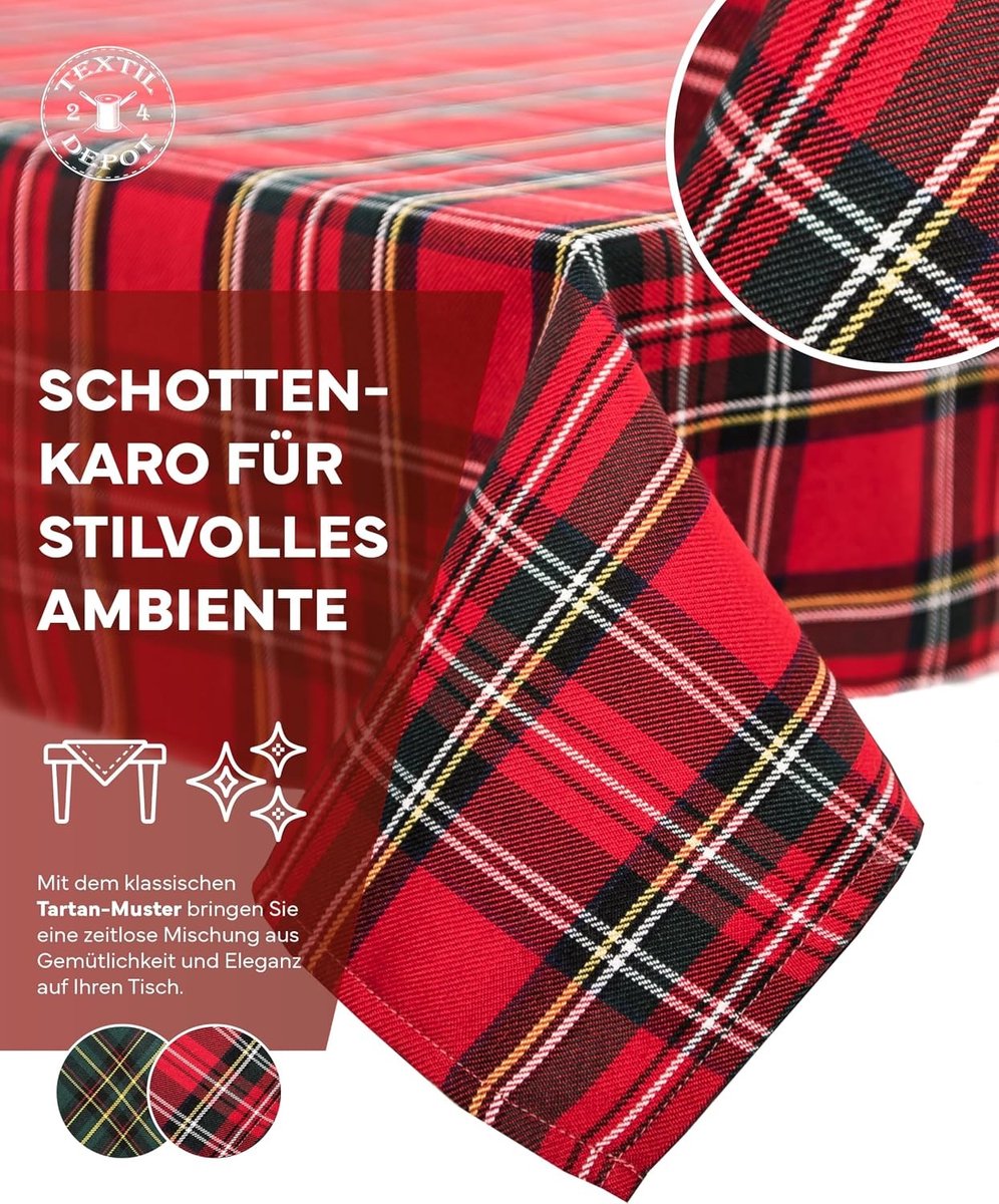 Tafellinnen - Schotse Ruit - 180 x 140 cm - 100% Katoen - Voor Feesten en Speciale Gelegenheden
