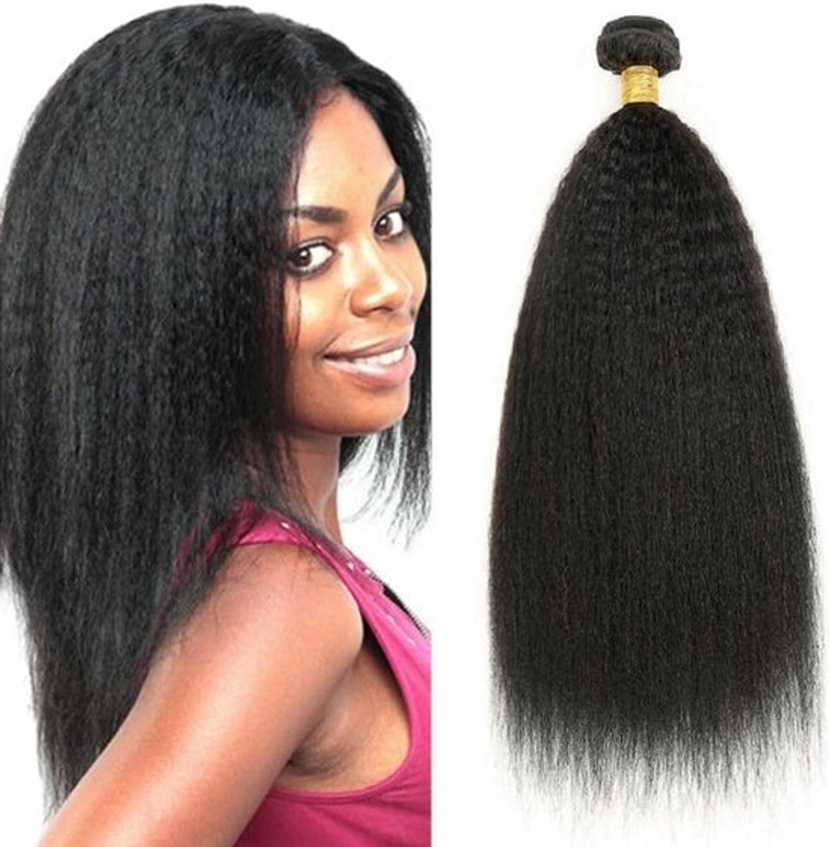 20 Inch Kinky Straight Bundles Braziliaans Menselijk Haar Natuurlijk Zwart
