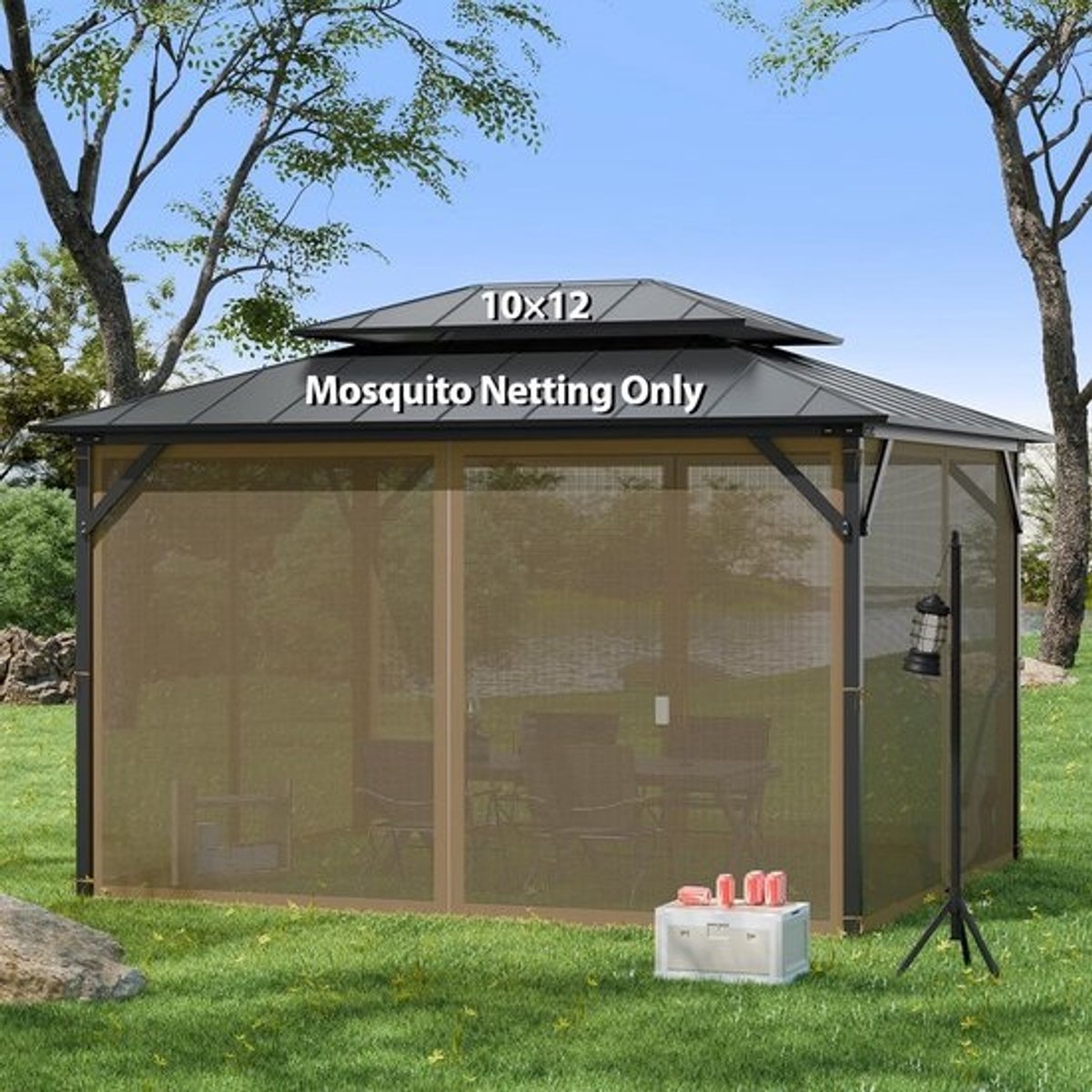 Universeel Vervangingsnet voor Tuinpaviljoen met Rits - Insectenwerend en Ademend