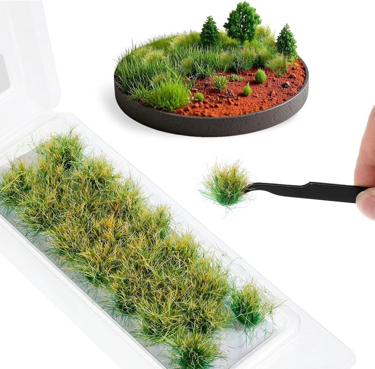 Diorama Grashalmen voor Miniatuur Terrains, Kunstgras en Laaglandstruiken voor DIY Spoorweg- en Landschapsprojecten