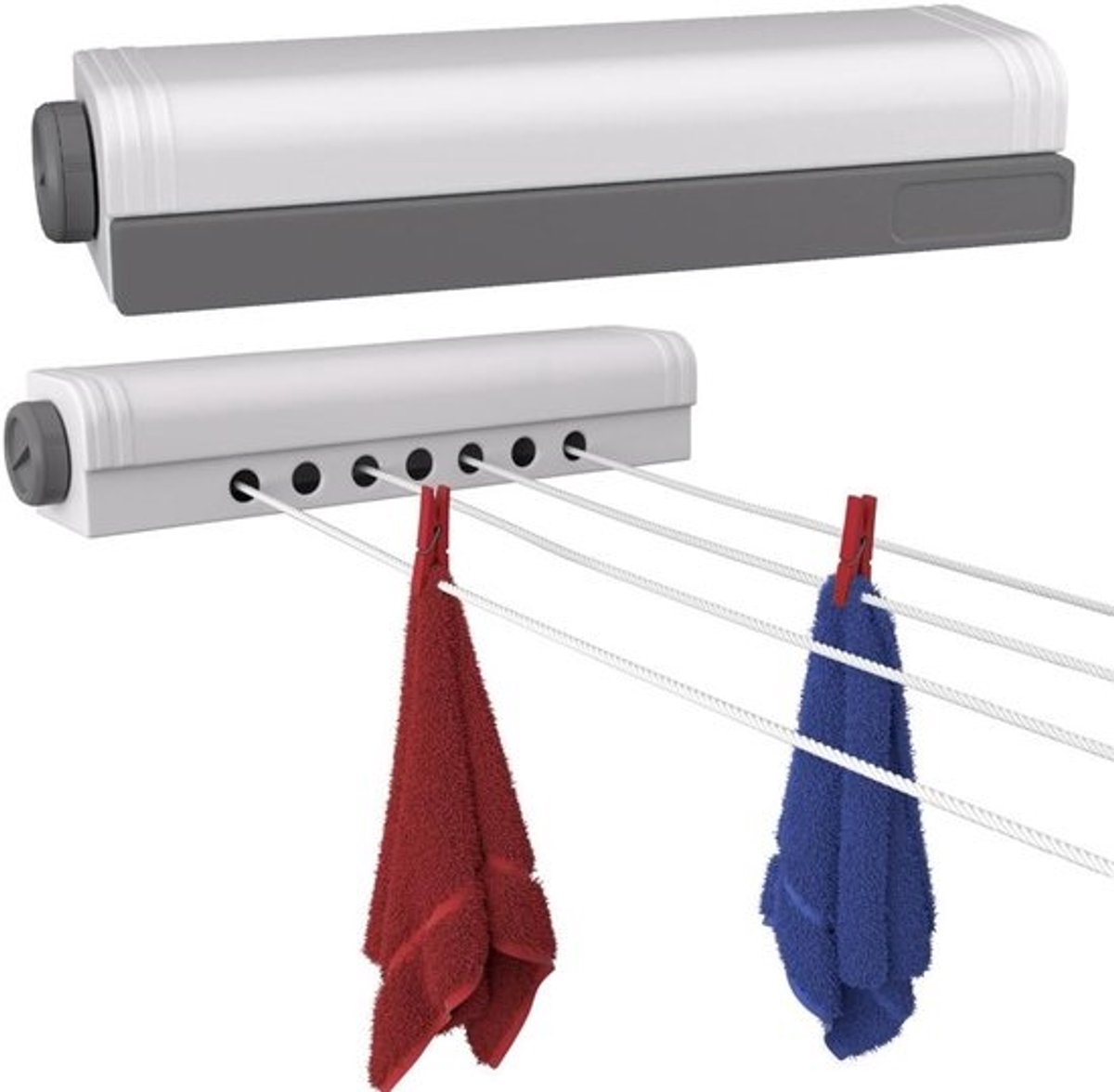Intrekbare Waslijnen - Automatische Lijnen - Ruimte Besparen - Dubbele Set - 2x 14 Meter - Wit
