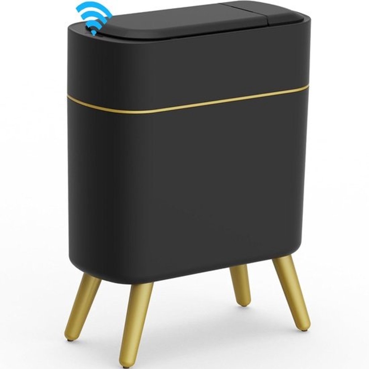 Automatische Prullenbak - Vuilnisbak met Sensor - Hygiënisch Afval Beheren - Handsfree Bewegingssensor - 25 Gallon Capaciteit - Zwart met Goud