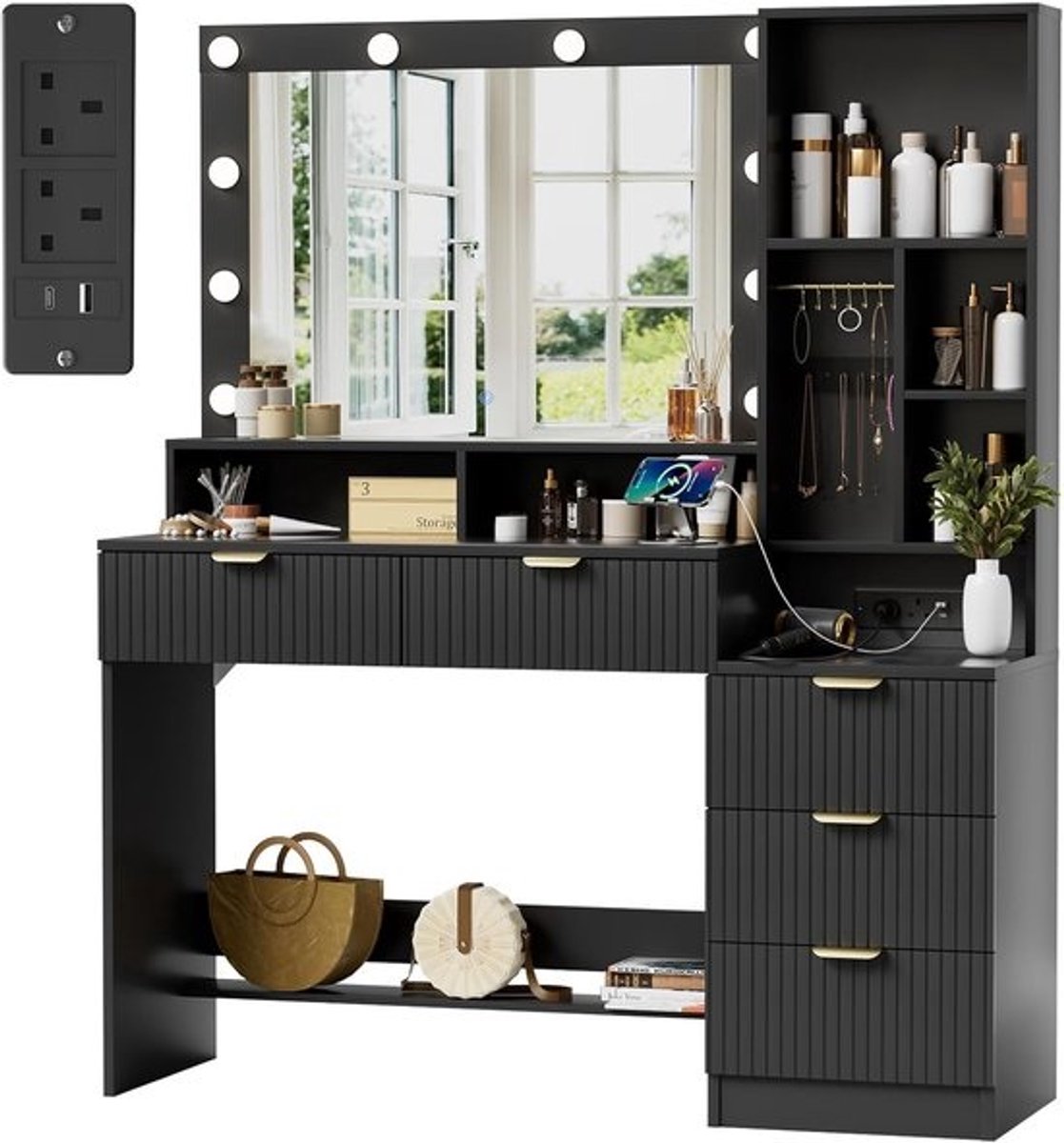 Kaptafel met Spiegel en Verlichting - Make-up Tafel - Make-up tafel - Accessoire