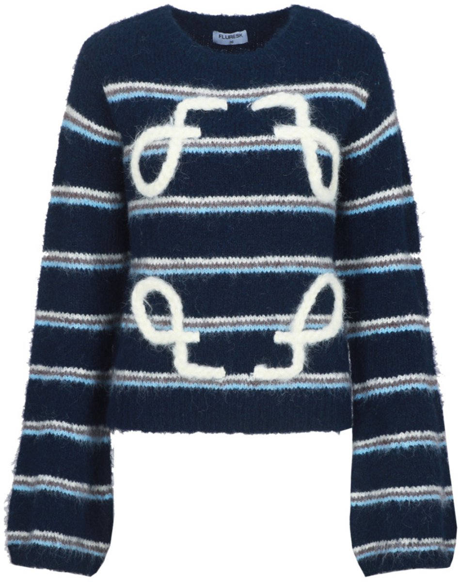 Fluresk Trui Mitzy Knit Top 26nvf04 605103 Navy Blue/vanilla Dames Maat - W44