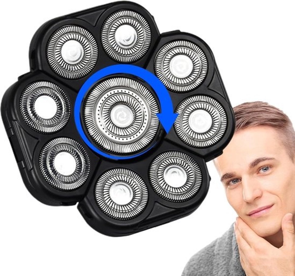 Scheerapparaat Vervangingskoppen - Reservekoppen Baardtrimmer - Verbeterd Scheren - Past Gezichtscontouren Aan - 9x9cm - Zilver Zwart