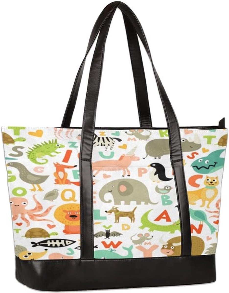 Laptop Draagtas Vrouwen - Canvas Schoudertas - Reizen Kantoor School - Gepersonaliseerde Print - 13-15.6 Inch - Meerkleurig