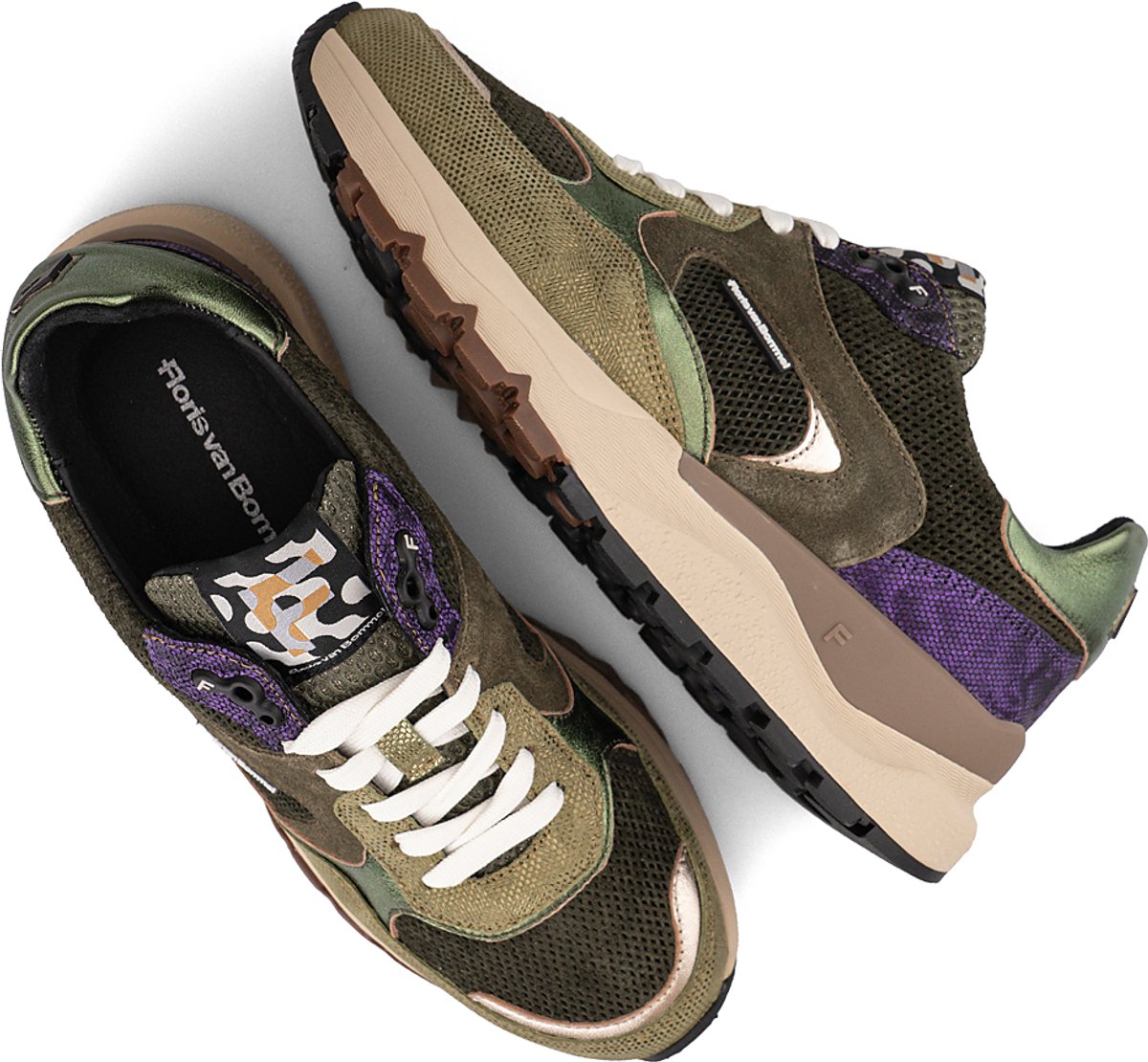 Floris van Bommel - Dames sneaker - Artikel Treni 02.12 SWF.10164.50.01 - Groen combinatie - Maat 38