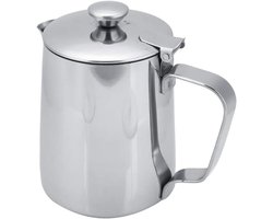 RVS Melkopschuimer met Deksel en Handvat voor Latte Art en Cappuccino - 350ml, Perfect voor Koffieliefhebbers en Barista's