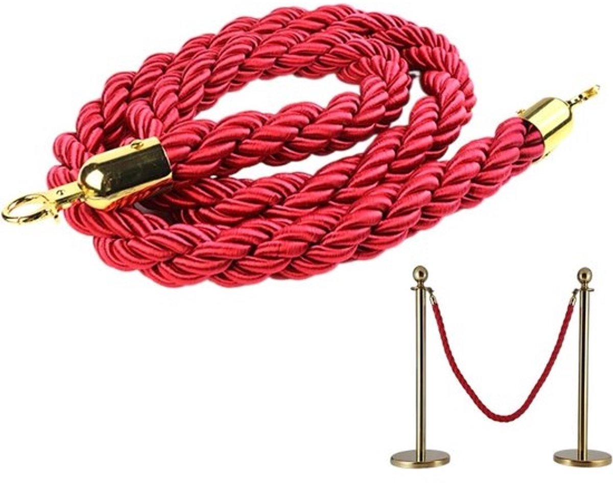 Afzettingstouw - Veiligheidstouw Hekwerk - Ruimte Beheer - Gedraaid Ontwerp - 1.5 meter - Rood