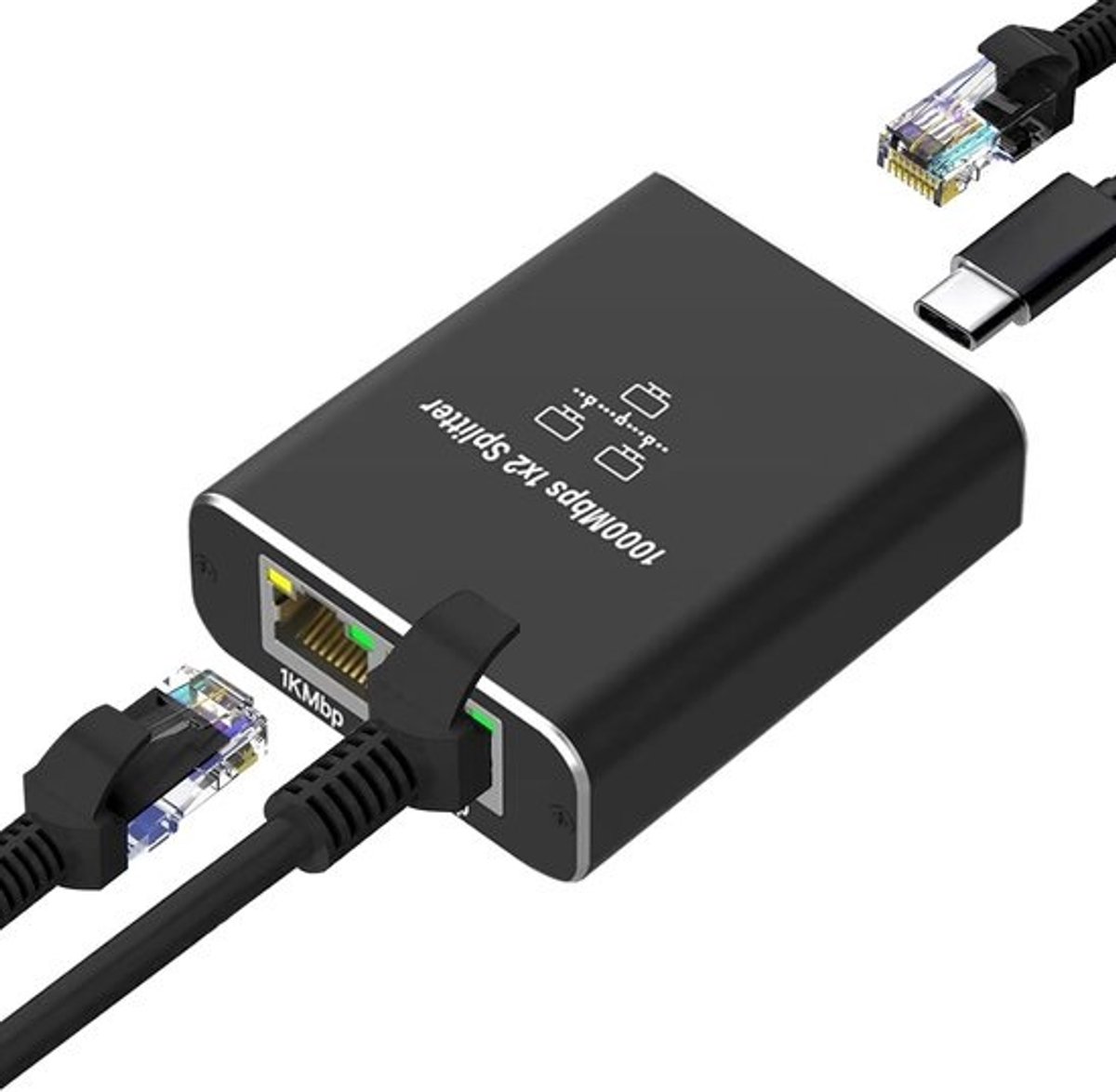 RJ45 Splitter - Netwerk Verdeler - Internet Delen - Twee Aansluitingen - Compact Ontwerp
