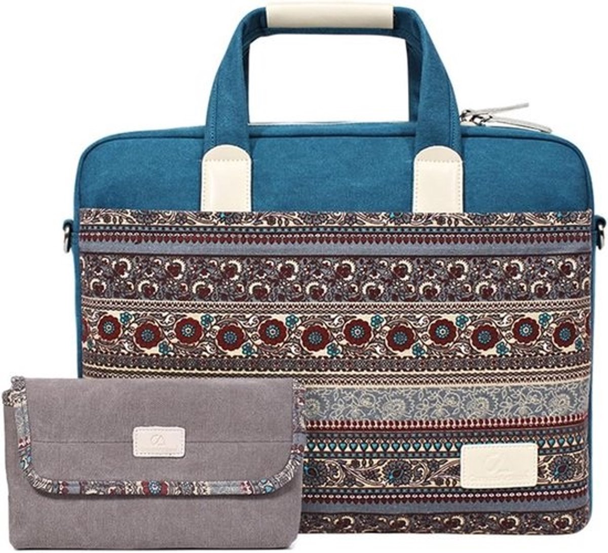Laptoptas Dames - Schoudertas Canvas - Veilig Vervoer - Waterafstotend Materiaal - Voor 15 Inch - Grijs