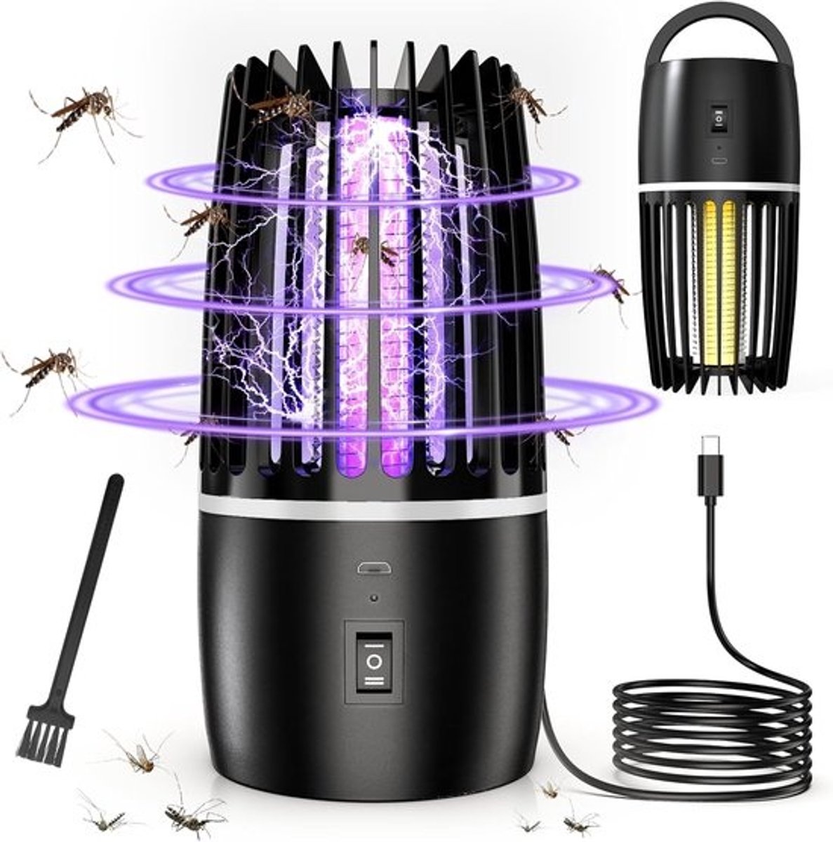 Insectenverdelger - Muggenlamp - Binnenruimte - Stil en geurloos - 10x10x10 cm - Zwart