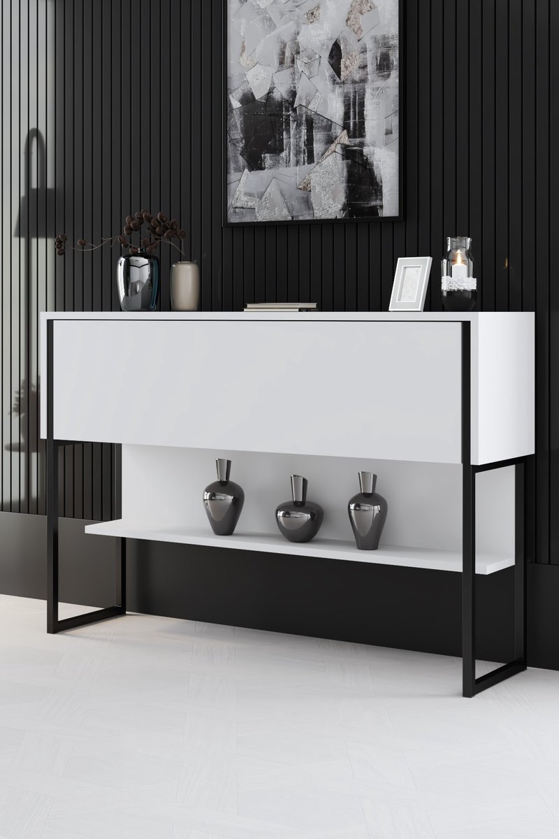 Asir - Ladekast - Zwart en Wit - 120 x 30 x 80 cm