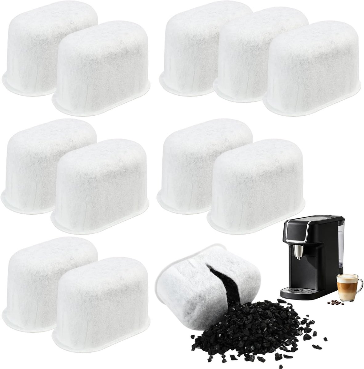Luxe Waterfilterpatronen voor Koffiemakers, Geschikt voor ES501, ES601EU, ES655CO, ES701EU, 3-Fasen Filtratie, Anti-Chloor en Smaakverbetering