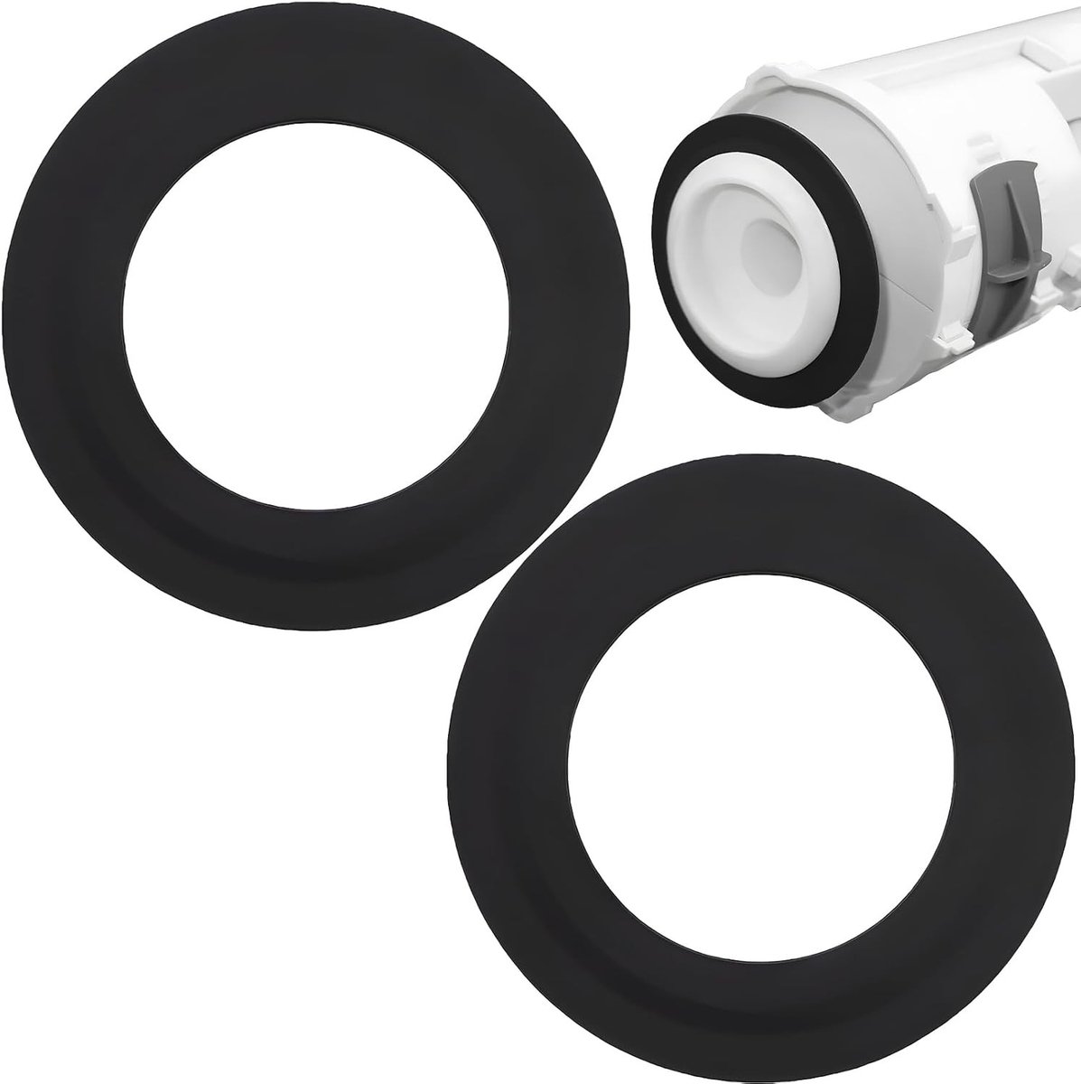 Set van 2 rubberen afdichtingen voor spoelventielen, 43 mm x 71 mm, hoogwaardige siliconen afdichting, geschikt voor diverse toiletmodellen, zwart