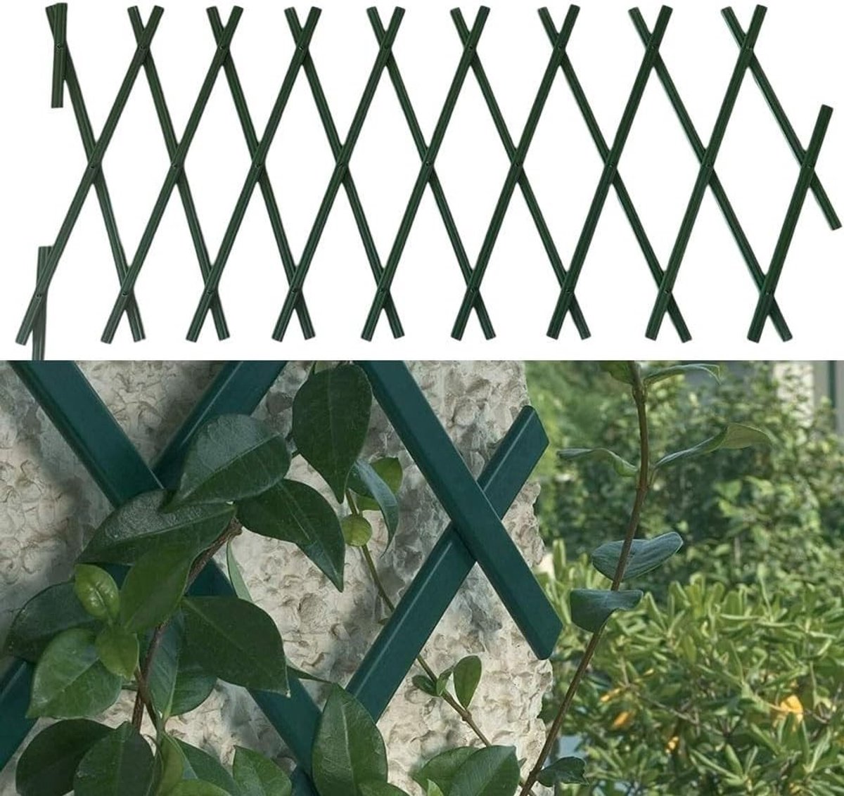 Verstelbare Tuinwand Trellis van PVC voor Klimplanten, Decoratie en Plantenindeling, 1.8m x 30cm (2 Stuks)