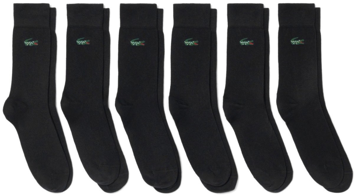 Lacoste unisex 6P sokken crocodile logo Zwart
