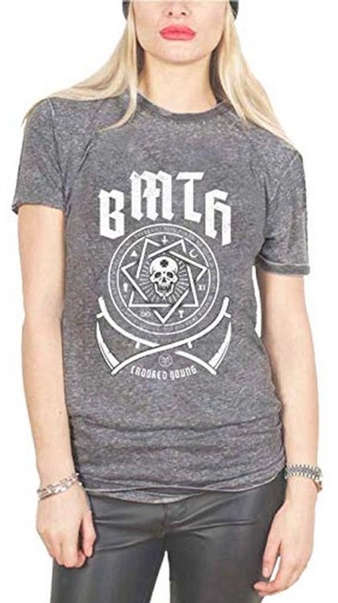 Crooked Young T-shirt voor Dames met Slim Fit en Burn Out Effect