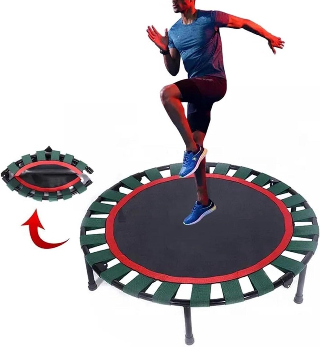 Indoor Trampoline - Mini Fitness - Thuis Oefenen - Opvouwbaar Ontwerp - 40 Inch - Zwart