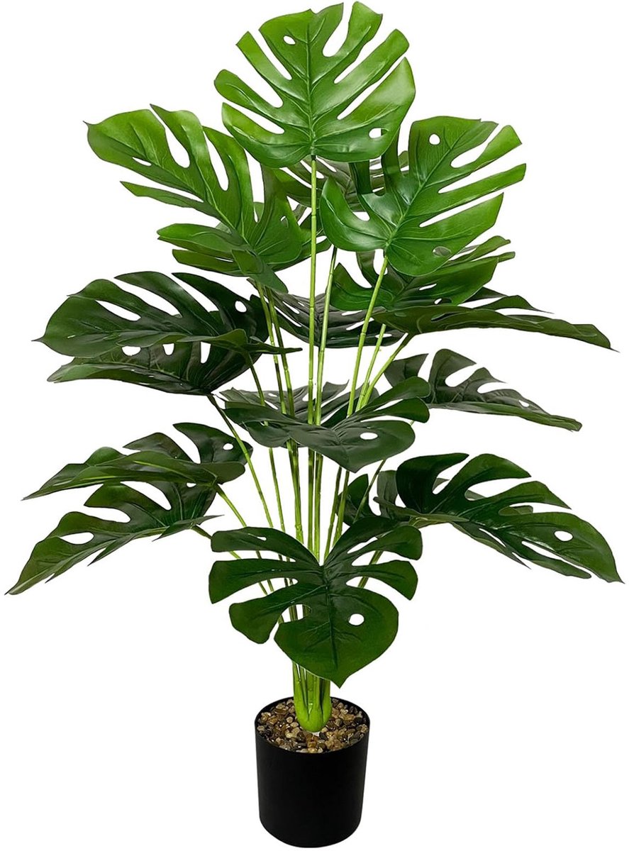 MODFU Kunstplant in Pot - 70cm Hoge Monstera - Realistische Nepplant - Woonkamer, Kantoor, Slaapkamer - Soft PVC - Groen
